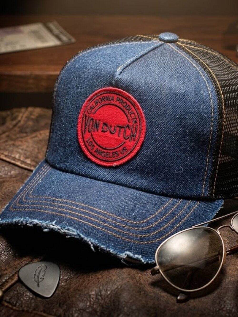 Eric Church Distressed Denim Trucker Hat California Products Los Angeles Snapbac
